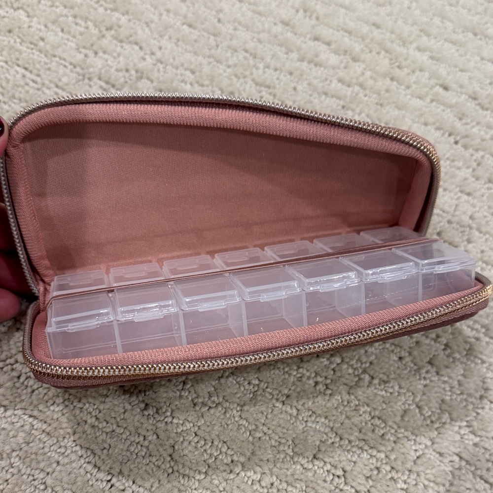 Soft Pink Travel Jewelry & Pill Organizer Case with Clear Trays - Picture 3 of 8
